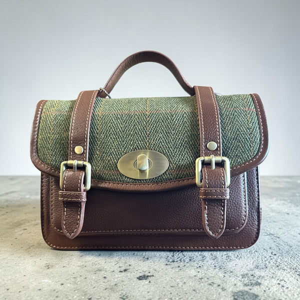 Harris Tweed Leather Medium Satchel Bag 