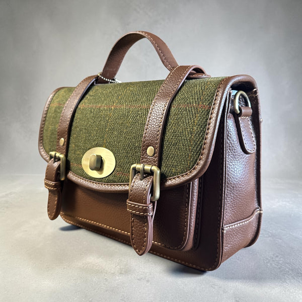 Harris Tweed Leather Medium Satchel Bag 