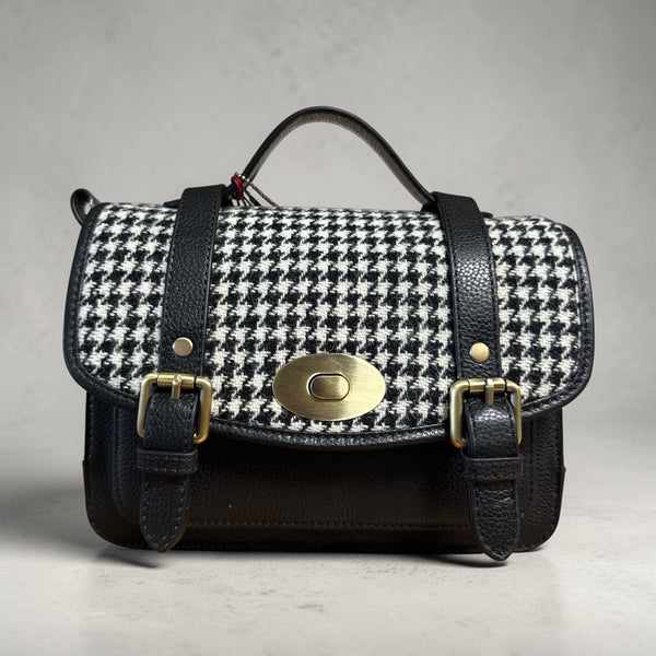Harris Tweed Leather Medium Satchel Bag 
