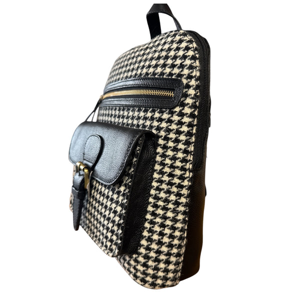 Harris Tweed Leather Multi Pocket Backpack