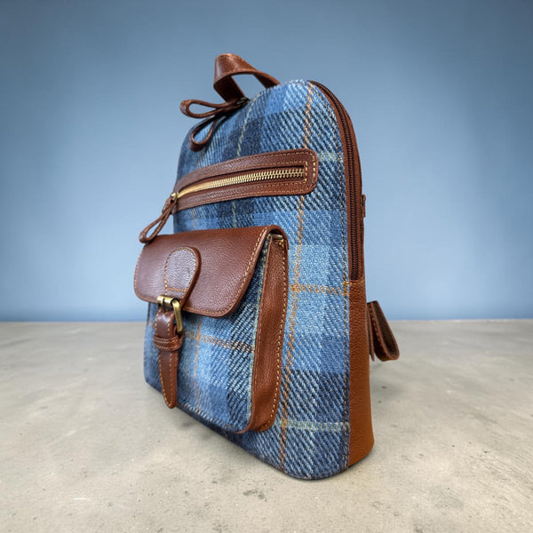 Harris Tweed Leather Multi Pocket Backpack 3