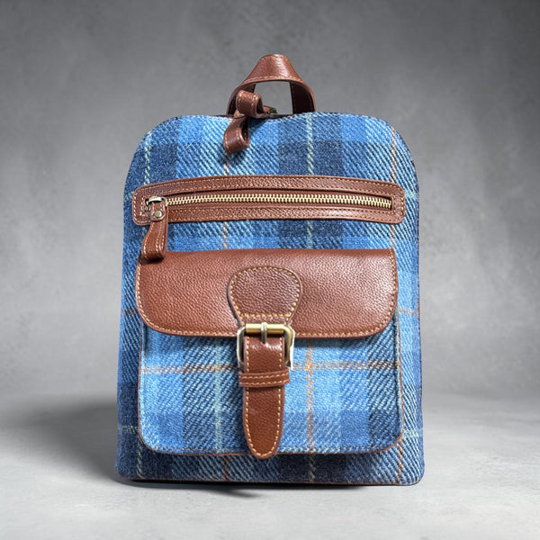 Harris Tweed Leather Multi Pocket Backpack 