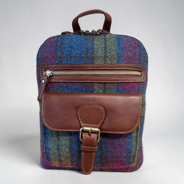 Harris Tweed Leather Multi Pocket Backpack  Multi