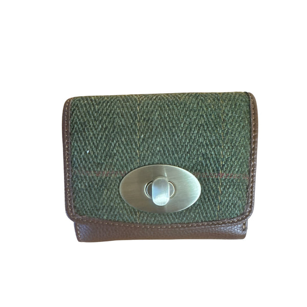 Harris Tweed Leather Small Lock Purse 