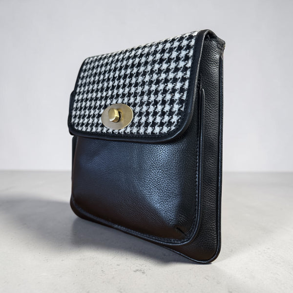 Harris Tweed Leather Turnlock Crossbody Bag 