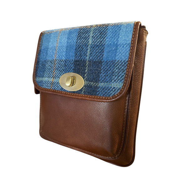 Harris Tweed Leather Turnlock Crossbody Bag 