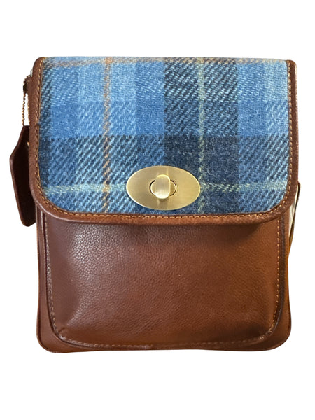 Harris Tweed Leather Turnlock Crossbody Bag 