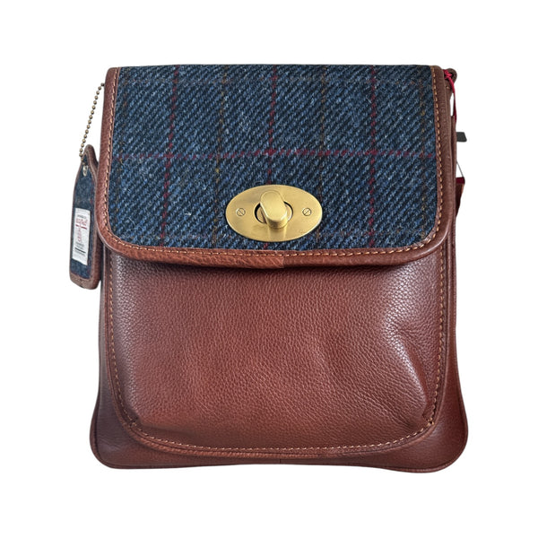 Harris Tweed Leather Turnlock Crossbody Bag 