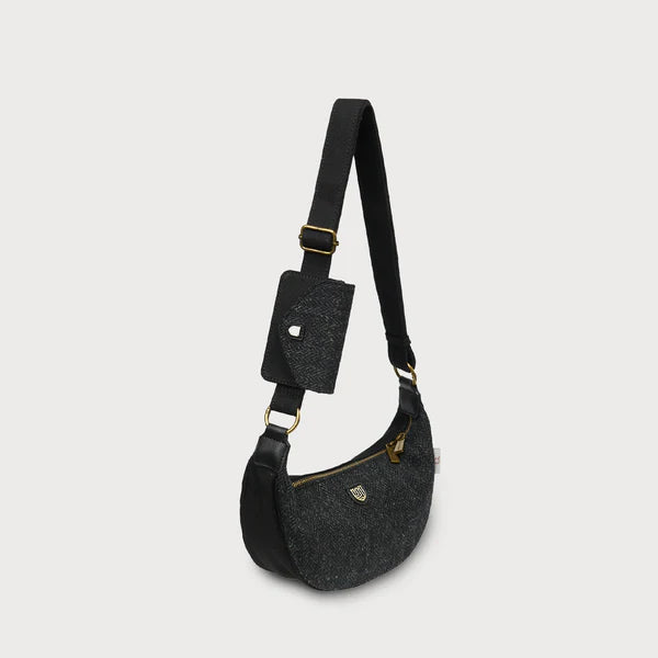 Harris Tweed Luna bag Black Herringbone 
