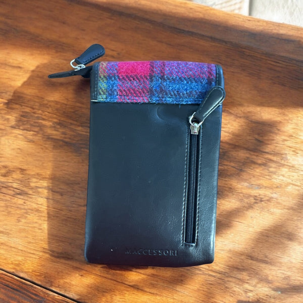 Harris Tweed Mini Crossbody Bag Blue Pink