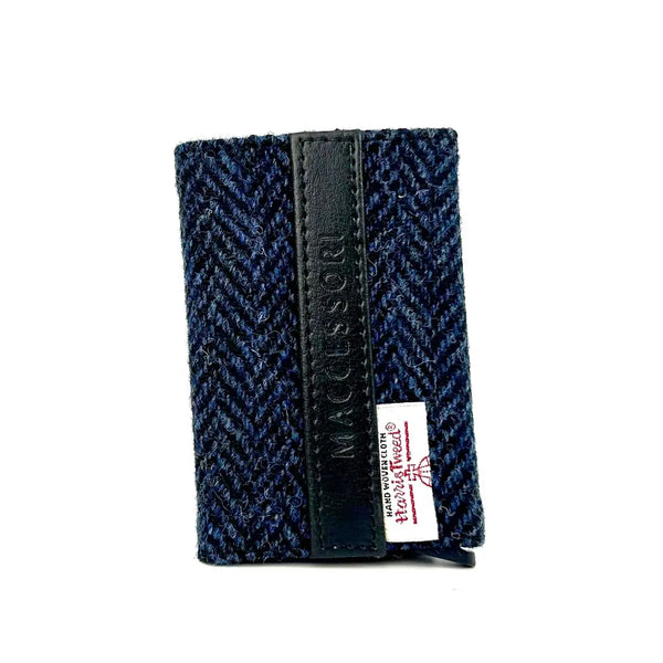 Harris Tweed Pop Up Card Holder Blue Herringbone 