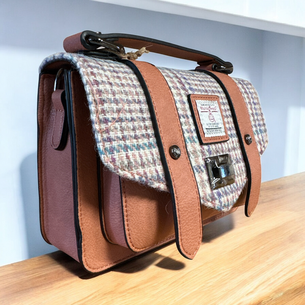 Harris Tweed Purple Pink mini Dogtooth Bag