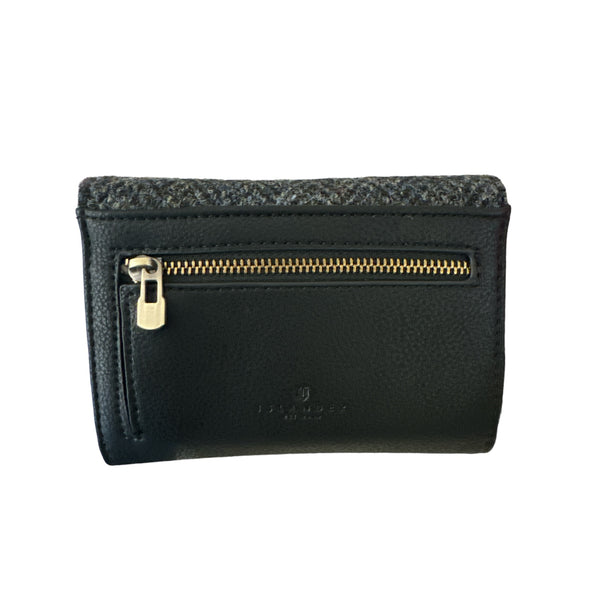 Harris Tweed Small Clasp Purse Black Herringbone 
