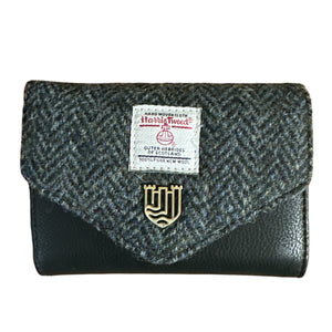 Harris Tweed Small ClaspPurse Black Herringbone 