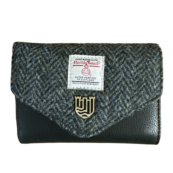 Harris Tweed Small ClaspPurse Black Herringbone 