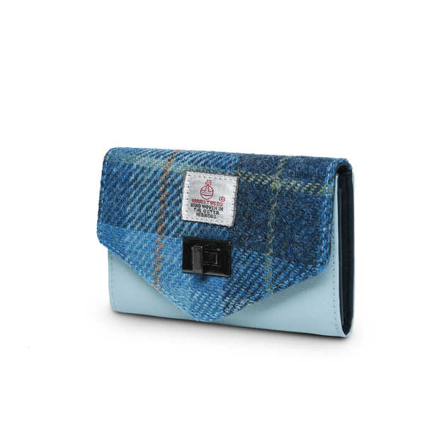 Harris Tweed Small ClaspPurse Blue .
