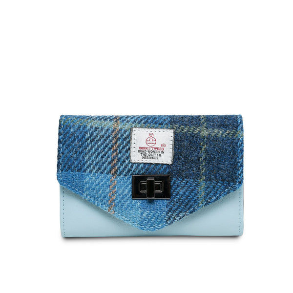 Harris Tweed Small ClaspPurse Blue .