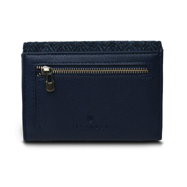 Harris Tweed Small Clasp Purse Navy Herringbone Rear
