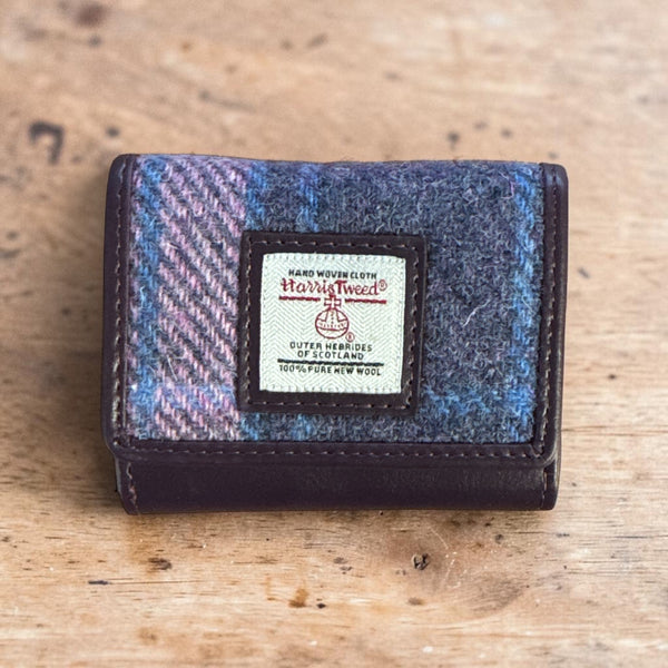 Harris Tweed Small Trifold Purse Pastel pink