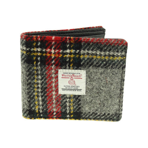Harris Tweed Mull Gents Wallet Grey Red Check