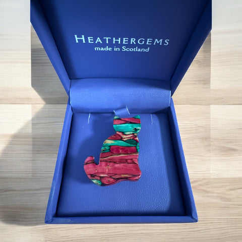 Heathergems Cat Brooch Red