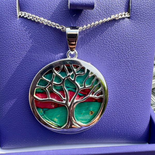 Heathergems Circle Tree of Life Silver Plated Pendant Necklace HP100