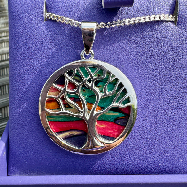 Heathergems Circle Tree of Life Silver Plated Pendant Necklace HP100