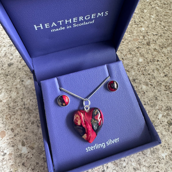 Heathergems Heart Pendant and Earring Set SPE202
