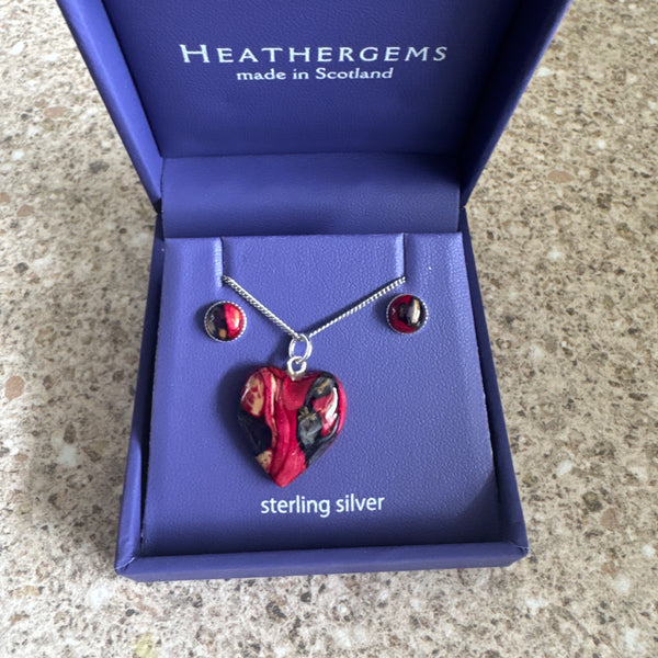 Heathergems Heart Pendant and Earring Set SPE202