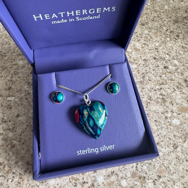 Heathergems Heart Pendant and Earring Set SPE202