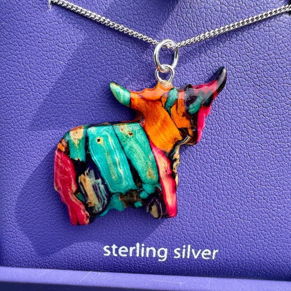 Heathergems Highland Cow Necklace Multi