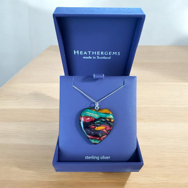 Heathergems Medium Heart Heather Pendant Necklace Multi