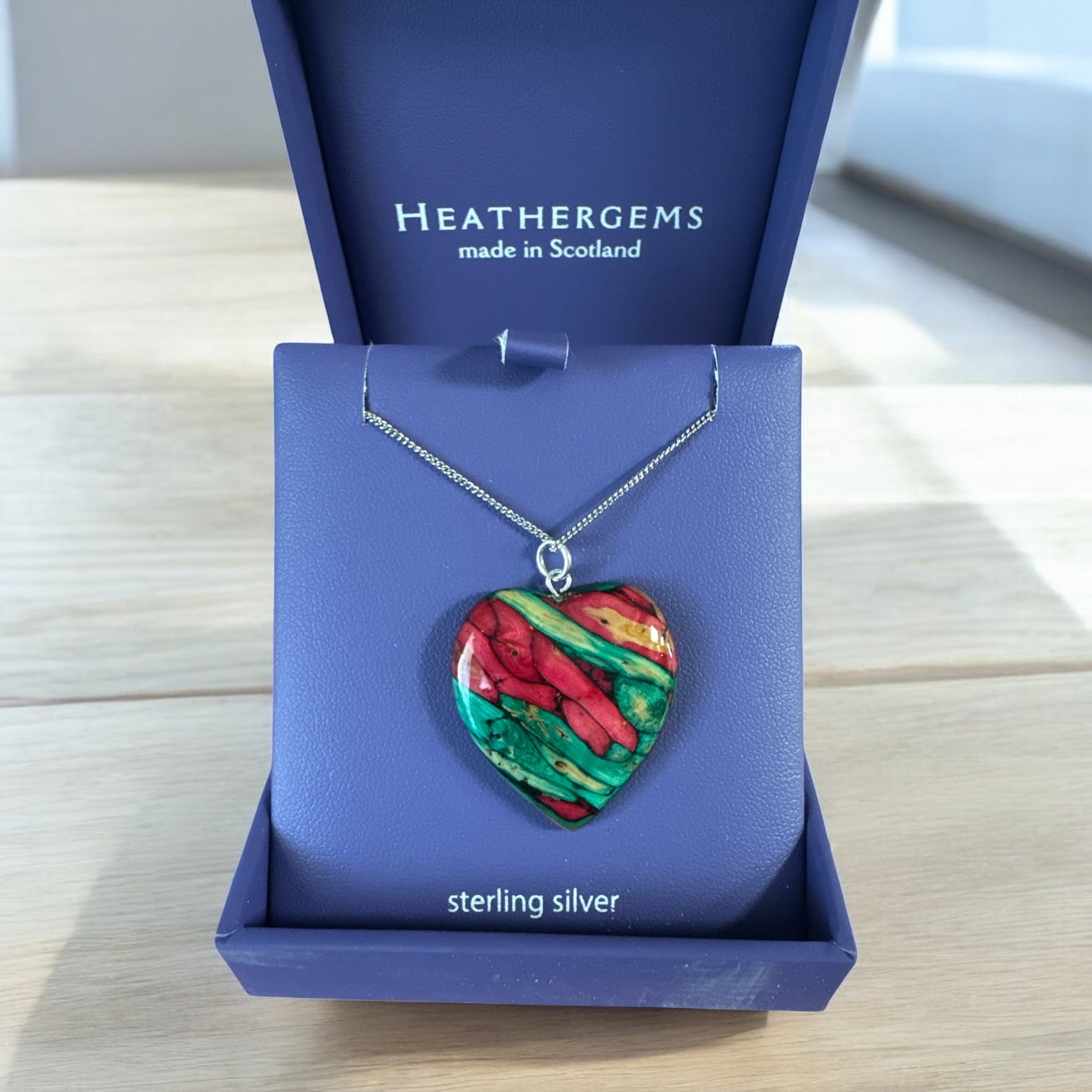 Heathergems Medium Heart Heather Pendant Necklace red