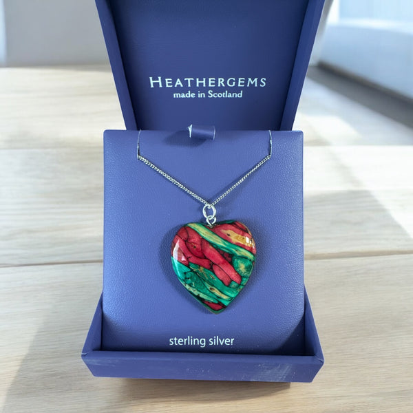 Heathergems Medium Heart Heather Pendant Necklace red