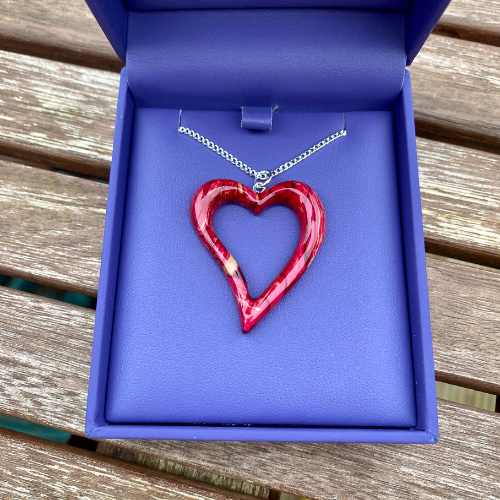 Heathergems Open Heart Pendant Necklace Red