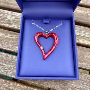 Heathergems Open Heart Pendant Necklace Red