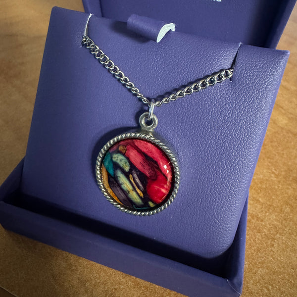 Heathergems Round Pewter Pendant Necklace