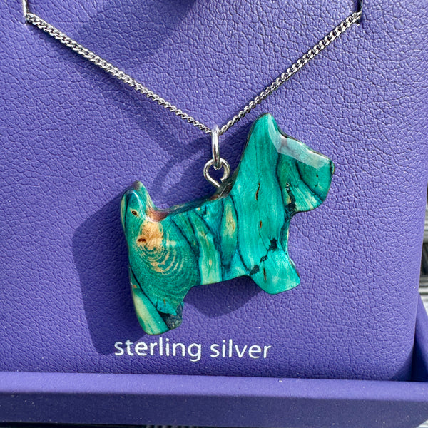 Heathergems Scottie Dog Silver Pendant Necklace SP202 GRN
