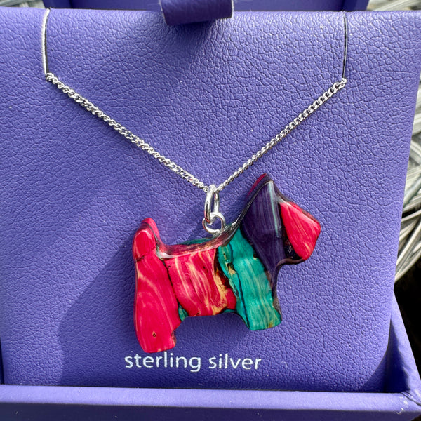 Heathergems Scottie Dog Silver Pendant Necklace SP202 RED 1