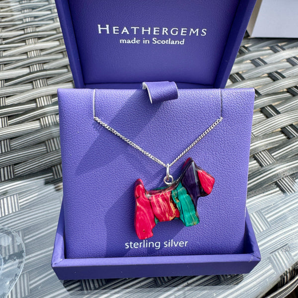 Heathergems Scottie Dog Silver Pendant Necklace SP202 RED