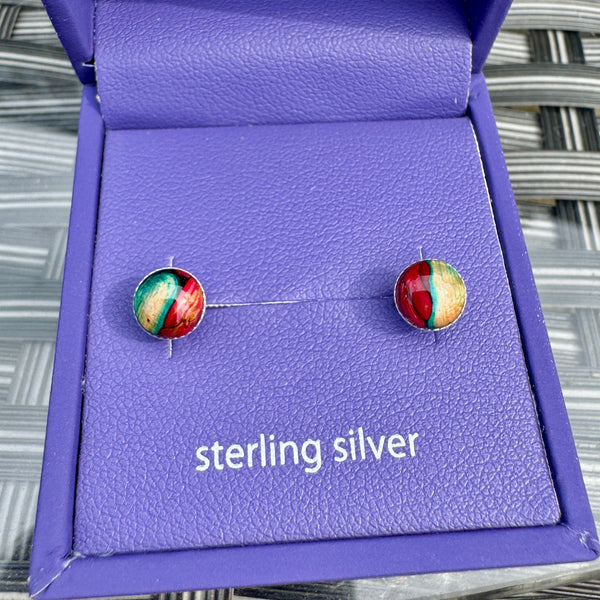 Heathergems Small Stud Silver Earrings SE8 Multi