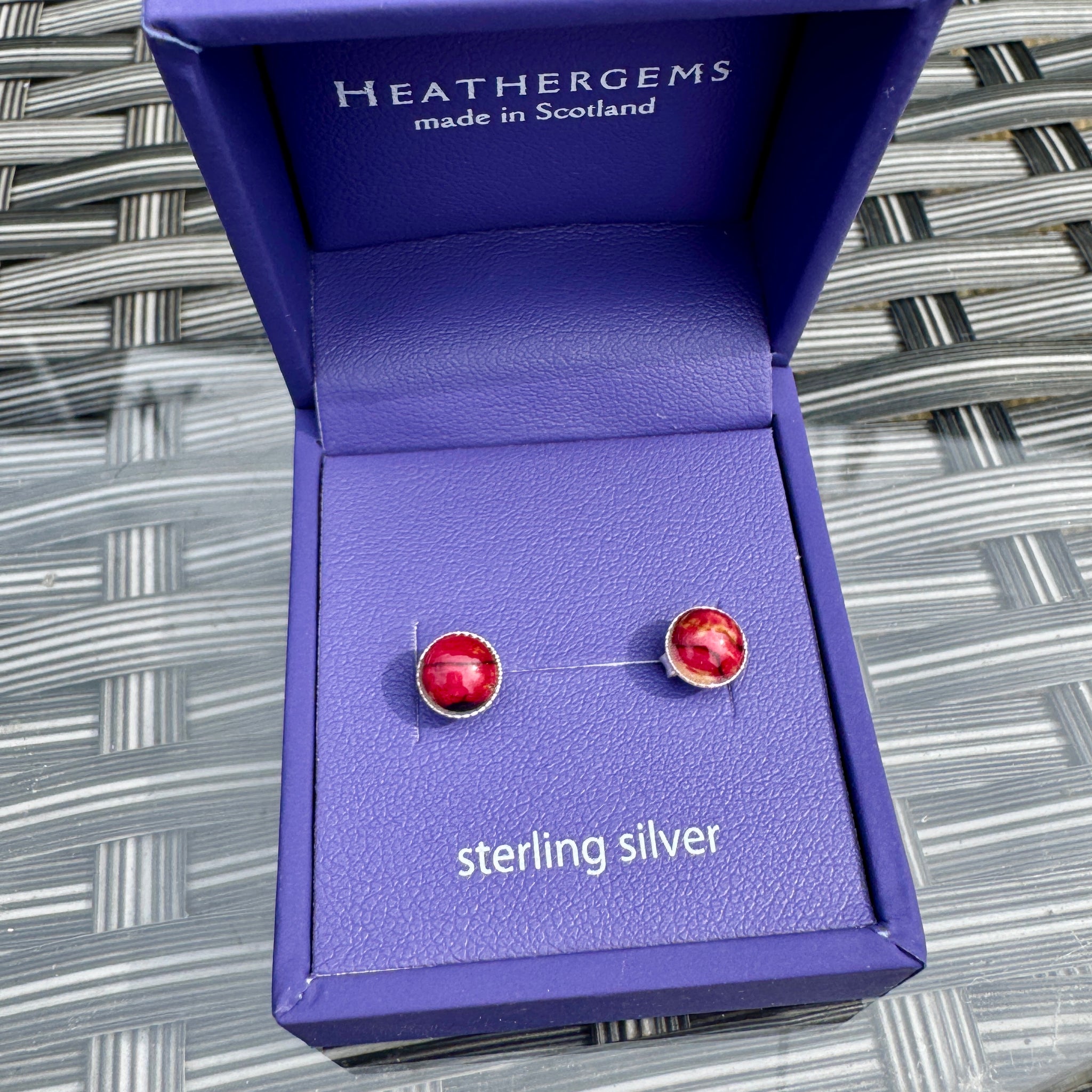 Heathergems Small Stud Silver Earrings SE8 red