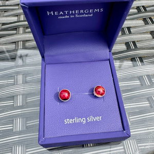 Heathergems Small Stud Silver Earrings SE8 red