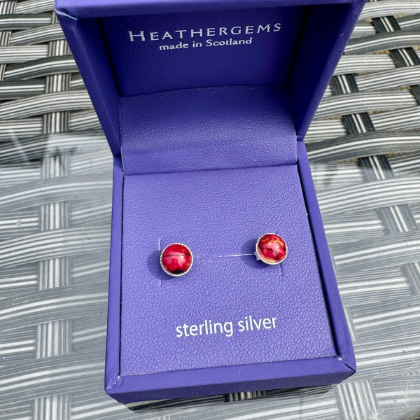 Heathergems Small Stud Silver Earrings SE8 red