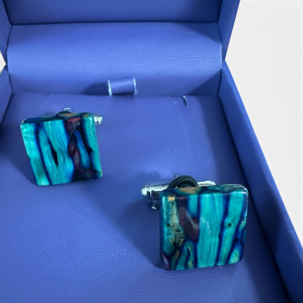 Heathergems Square Cufflinks HC11H Aqua