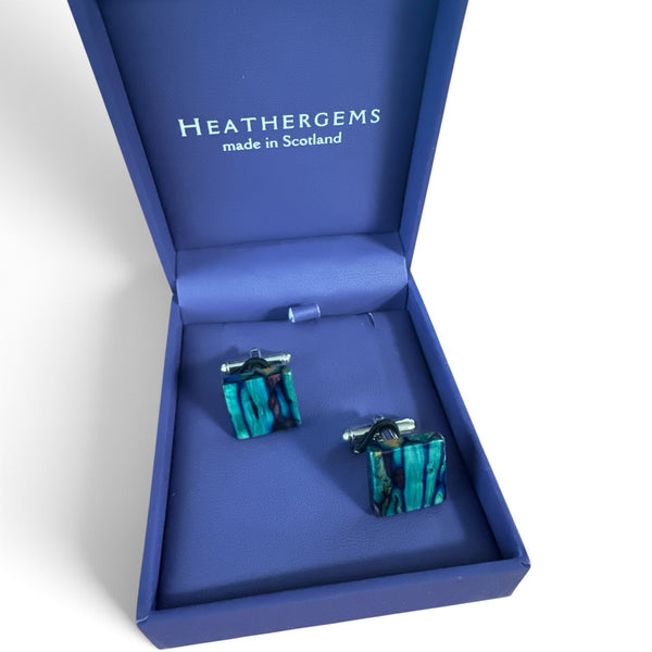 Heathergems Square Cufflinks HC11H Aqua