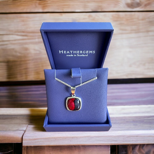 Heathergems Square Pendant Necklace Red