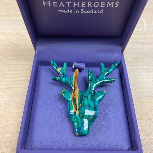 Heathergems Stag Brooch HB21 Green