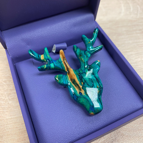 Heathergems Stag Brooch GREEN