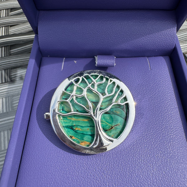 Heathergems Tree of Life Brooch HB79 Green